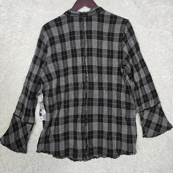 Habitat Womens Plaid Button Front Gauze Top‎ Long Sleeve Size M Lagenlook Boho - Picture 5 of 13